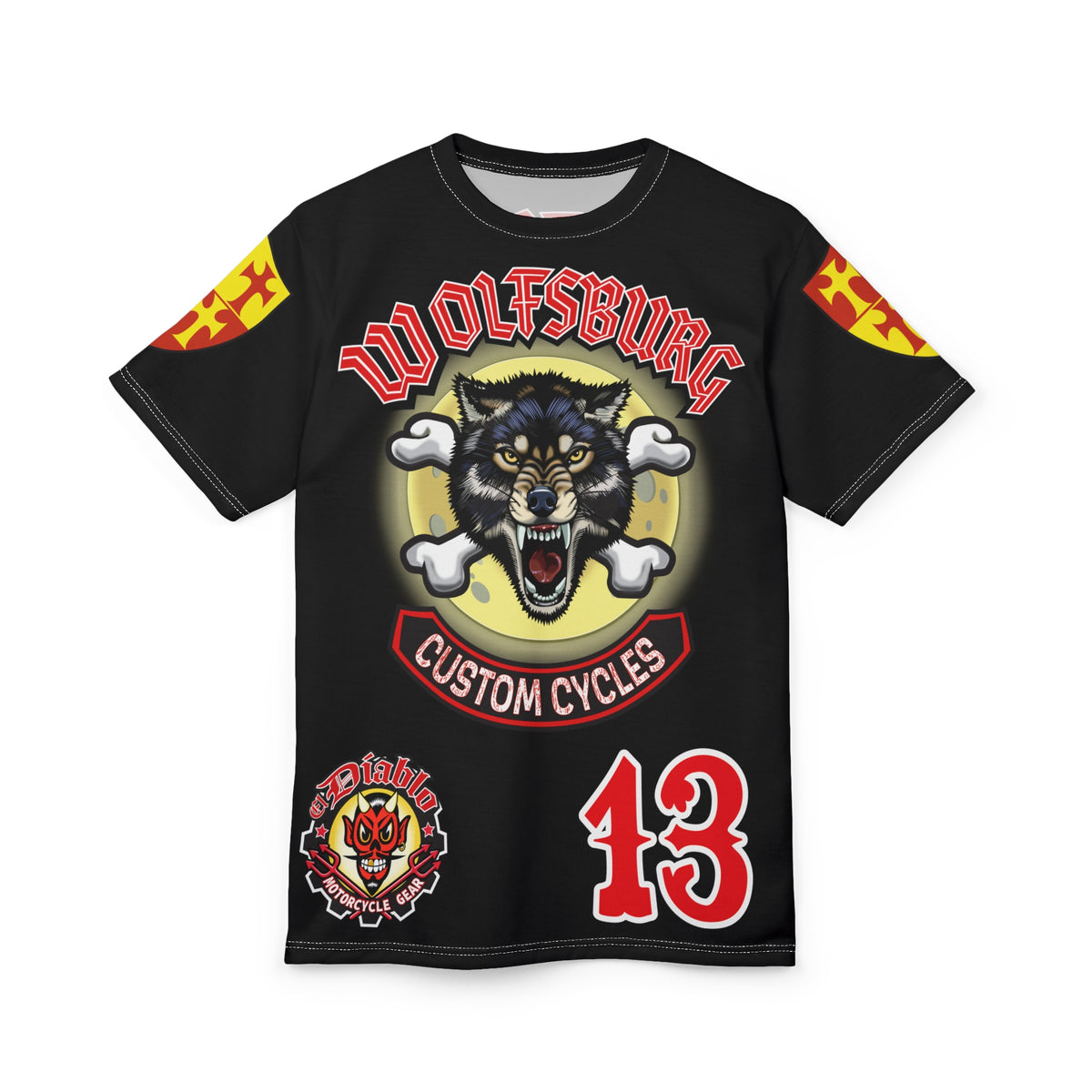 Wolfsburg Custom Cycles HiViz Graphic Super Tee for Bikers