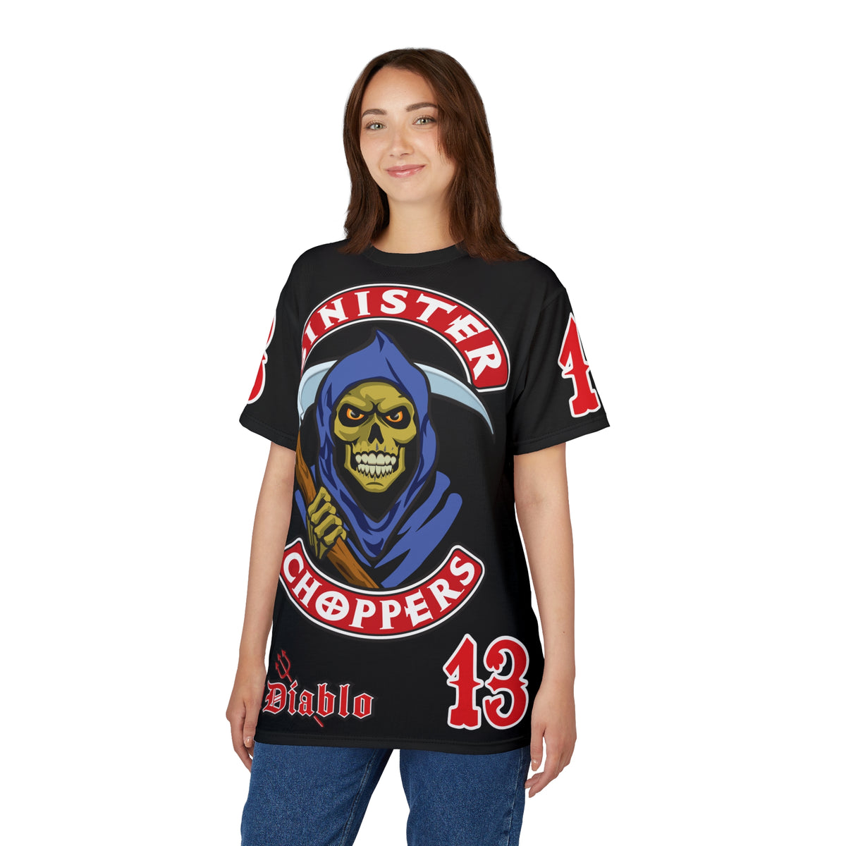 Sinister Choppers Reaper HiViz Super Tee - Unisex Skull Design for Bikers