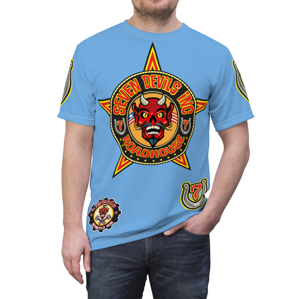 Seven Devils Inc. Roadhouse HiViz Design, Edgy Biker Shirt, Special Motorcycle Riding Gear, Seven Devils Inc.