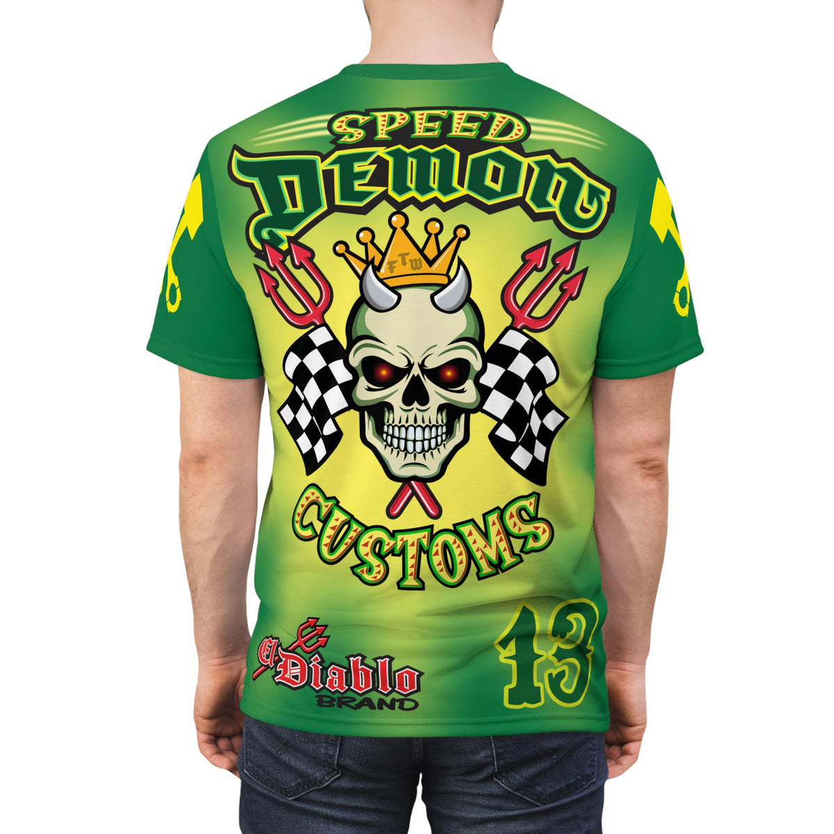 Speed Demon HiViz Tie Dye Style - Custom Motorcycle Riding Tee. - Excellent Visiblity using XL high colour graphics