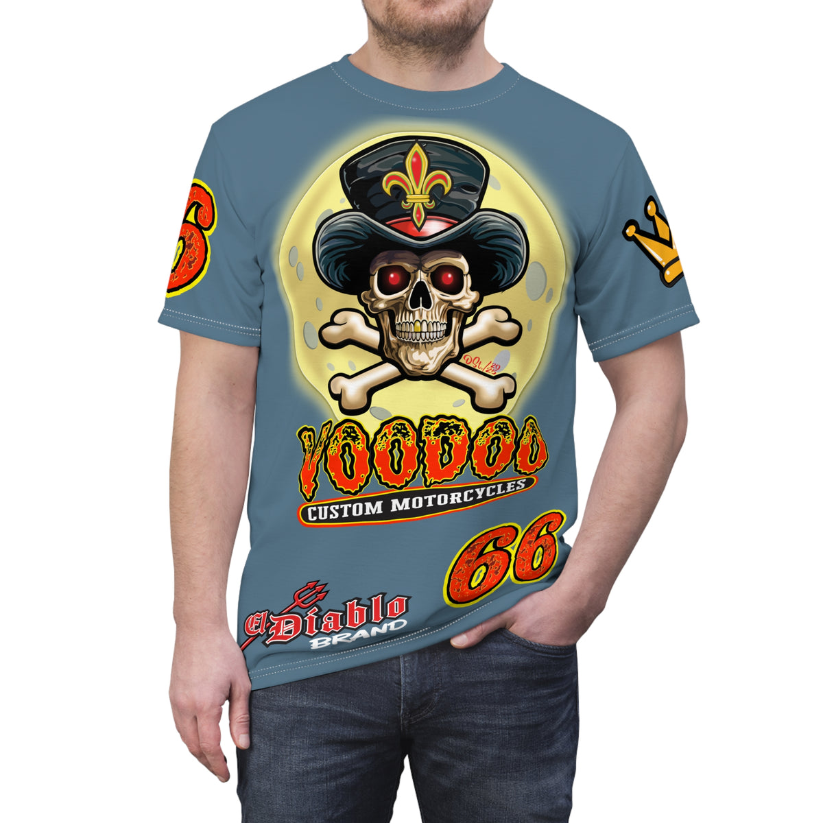 VooDoo Custom Motorcycles  Route 66 Unisex Super Tee - High Performance Riding Gear