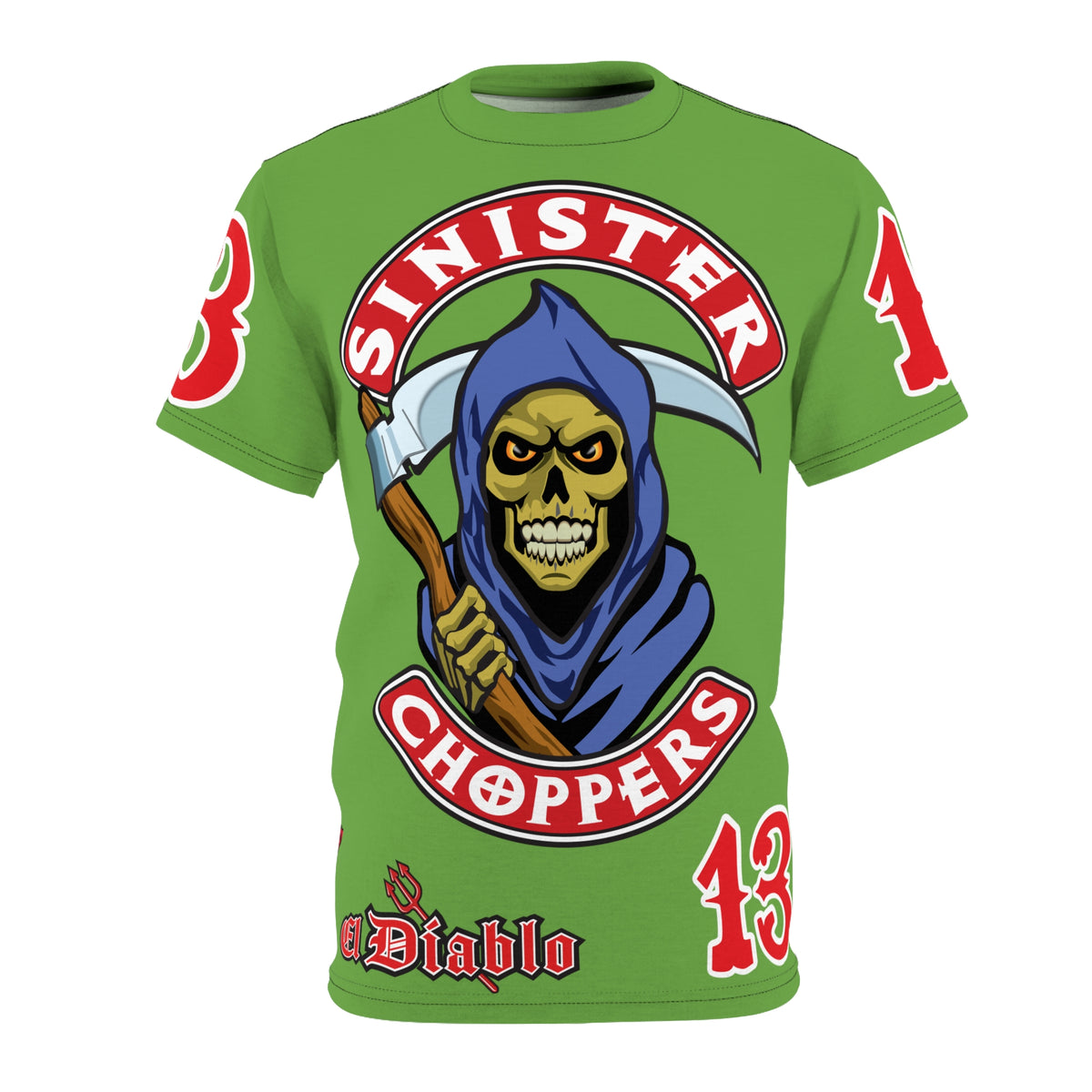 Sinister Choppers Reaper HiViz Super Tee - Unisex Skull Design for Bikers