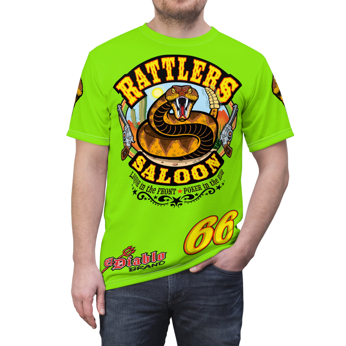 VERY Special HIVIZ Rattlers Saloon  BADAZZ SUPER TEE — Vintage Biker 66 Graphic Shirt