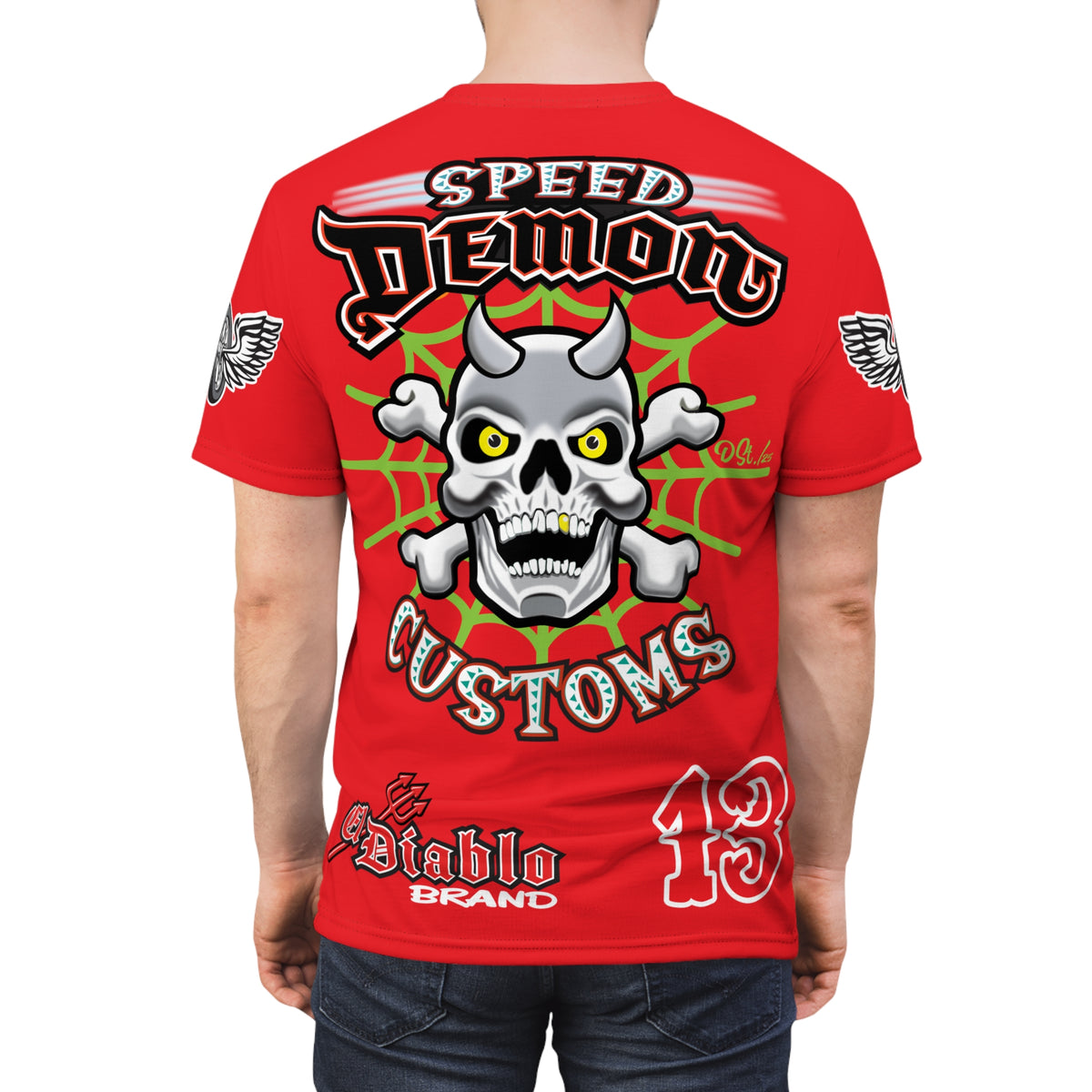 SRT Speed Demon Customs Spectacular  Super Riding Tee - Devilishly Demented Bold Biker Design