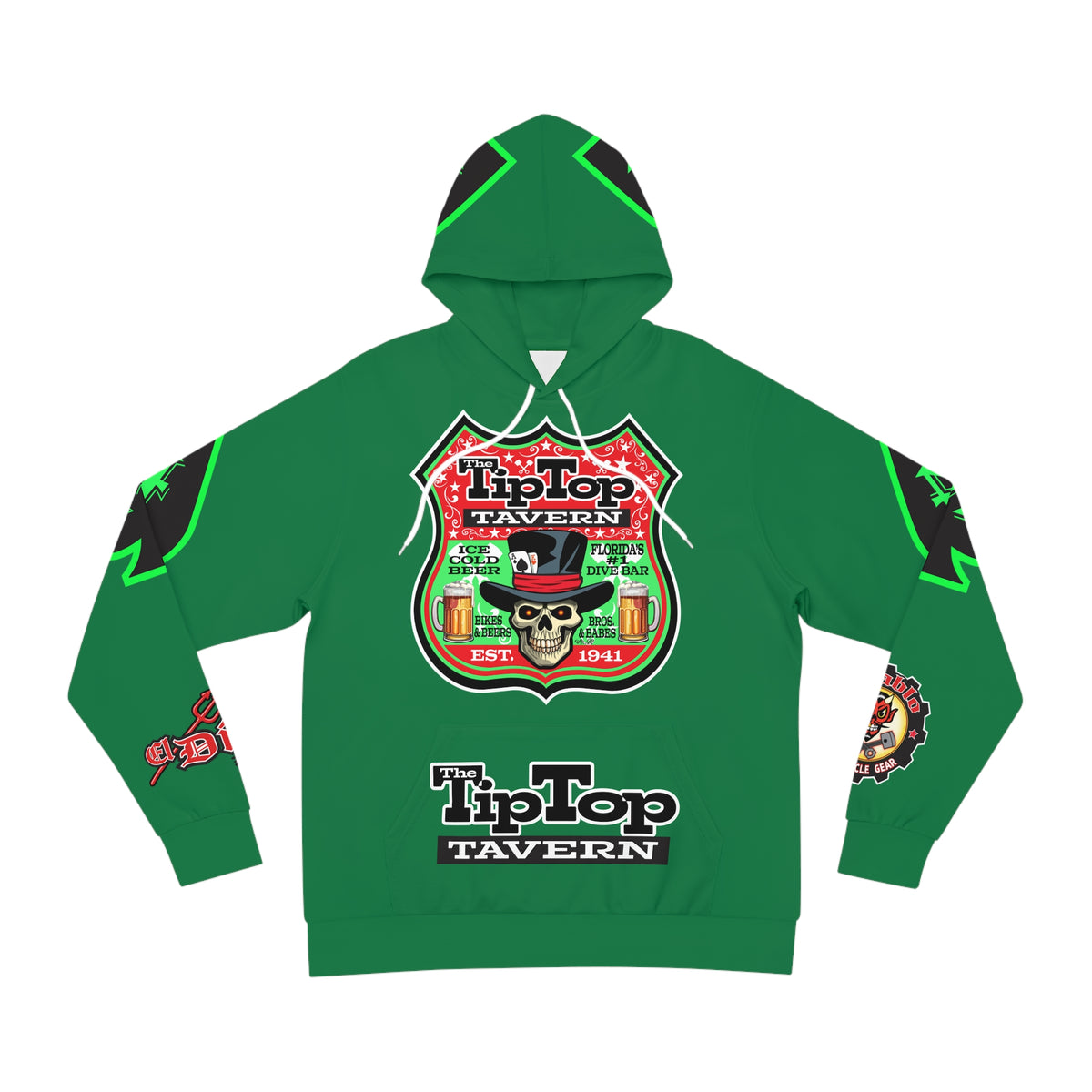 HoodZ Tip Top Tavern America's Best Dive Bar Super Hoodie - Ace of Spades Special Edition - High Visibility Lumina Green Accents