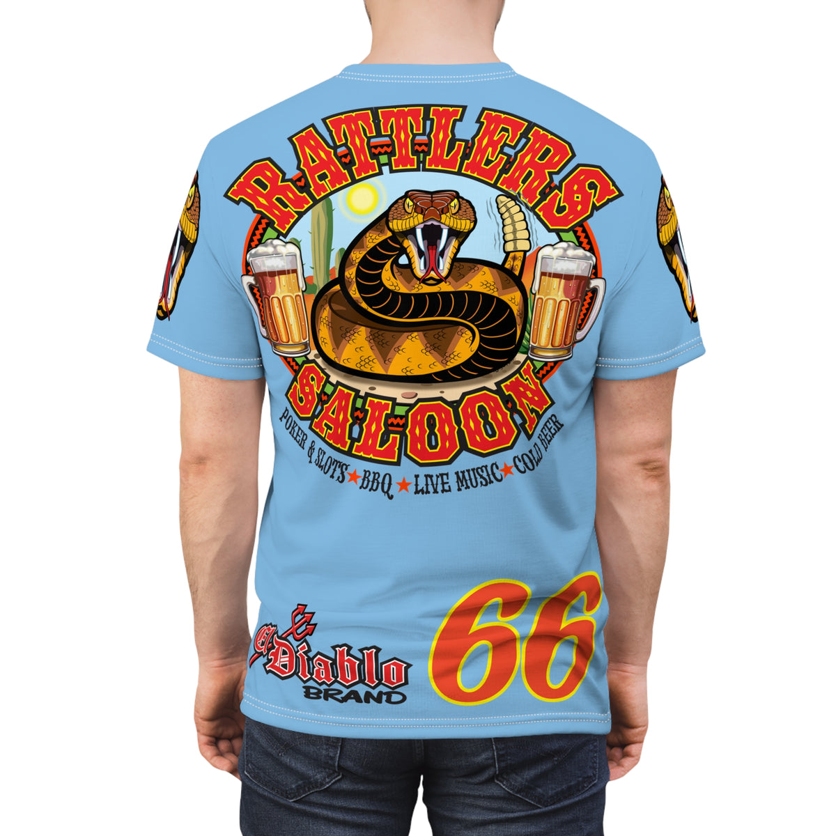 Rattlers Saloon  BADAZZ SUPER TEE — Vintage Biker 66 Graphic Shirt