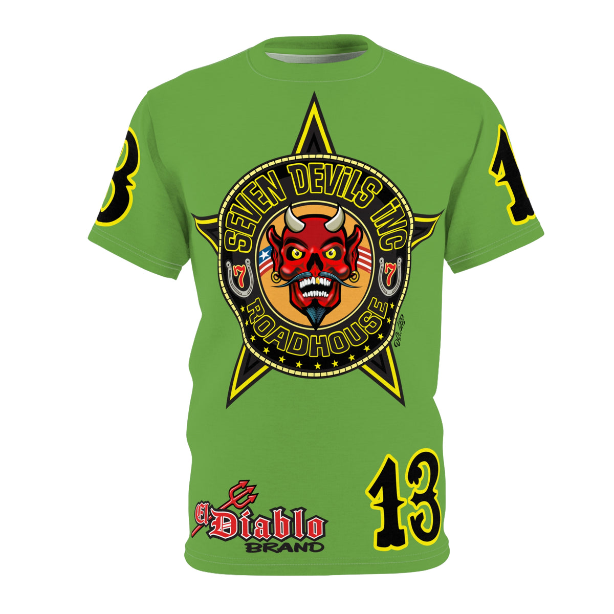 Seven Devils Inc. Roadhouse Bad in  Black Super Tee — Extreme Edgy Graphics - Bad Attitude Custom Biker Riding Gear
