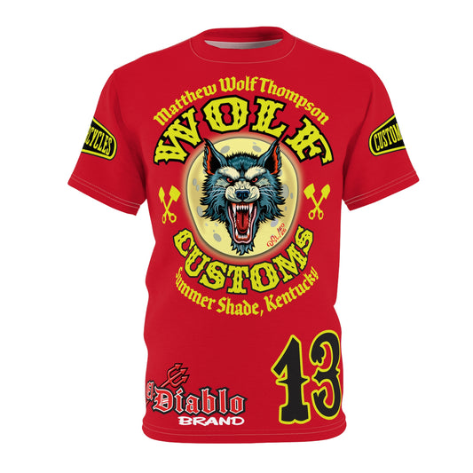 MWT Wolf Customs 13 Black & Lumina Graphics -- Super Riding Tee — Retro Motorcycle Builder Shirt, The Best Biker Riding Tee EVER !!!