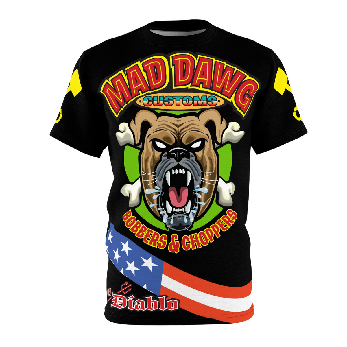 Mad Dawg Customs HiViz Americana - Motorcycle Riders Super Tee