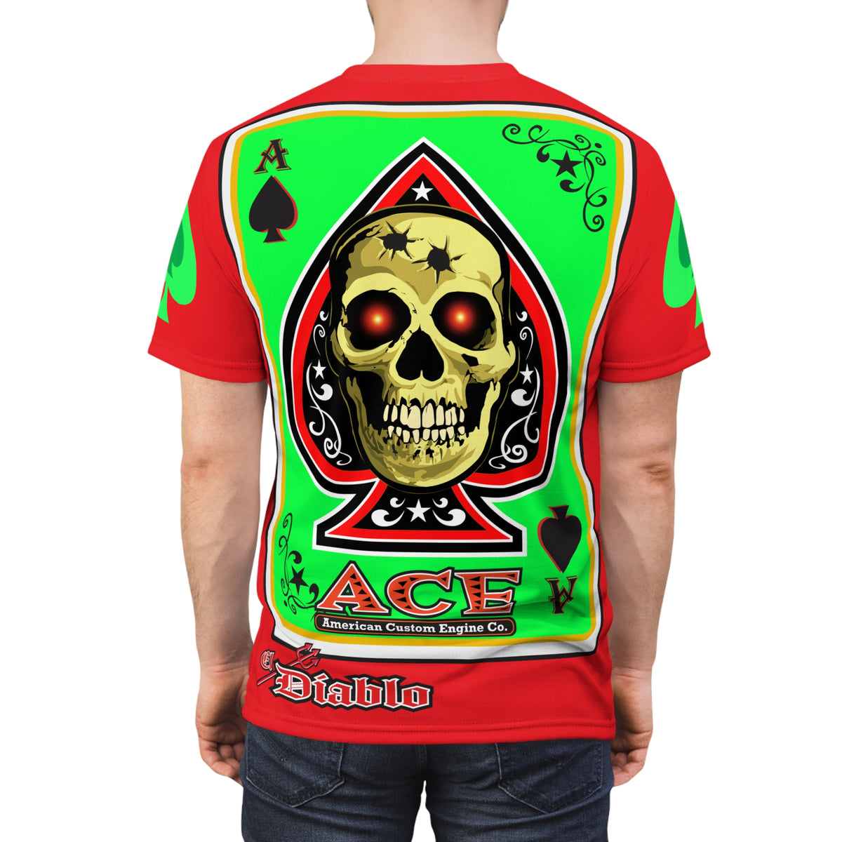 American Custom Engines ACE Americana Cut - Special Lumina Green  Ace of Spades Death Card High visibility Graphics