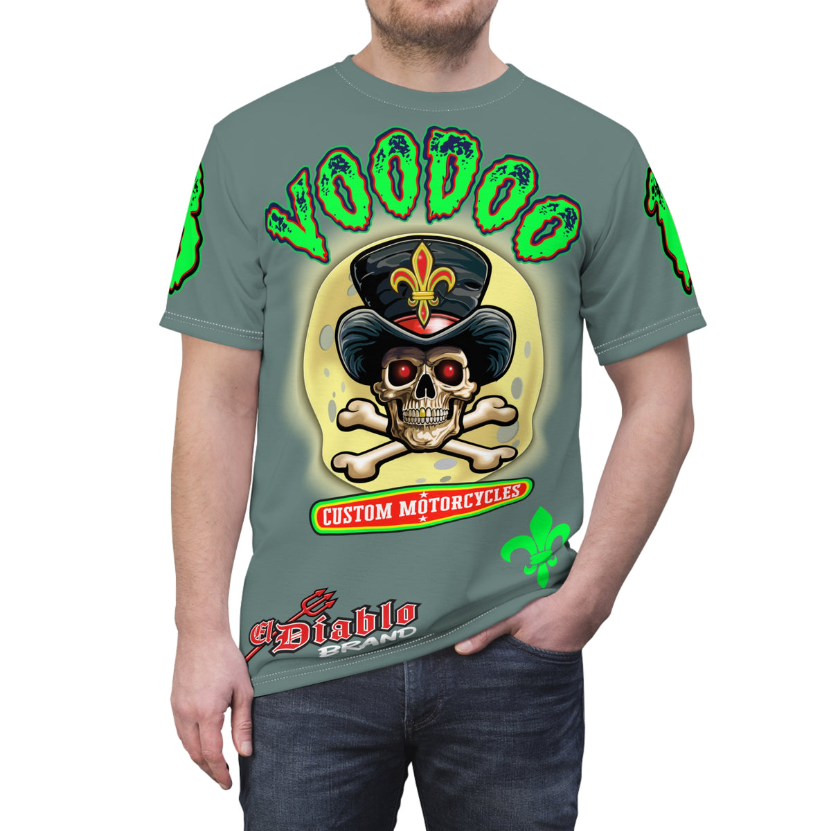 Voodoo Motorcycles Badass Super Tee, Unique Graphic Tee, Custom Biker Apparel