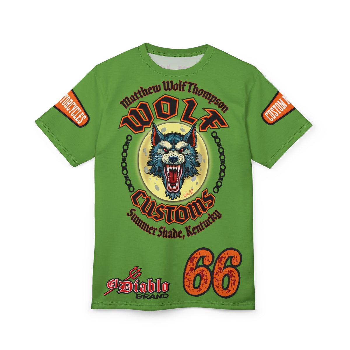 MWT Wolf Custom Motorcycles Super Tee — Viciously Cool High Performance Motorcycle Riding Shirt