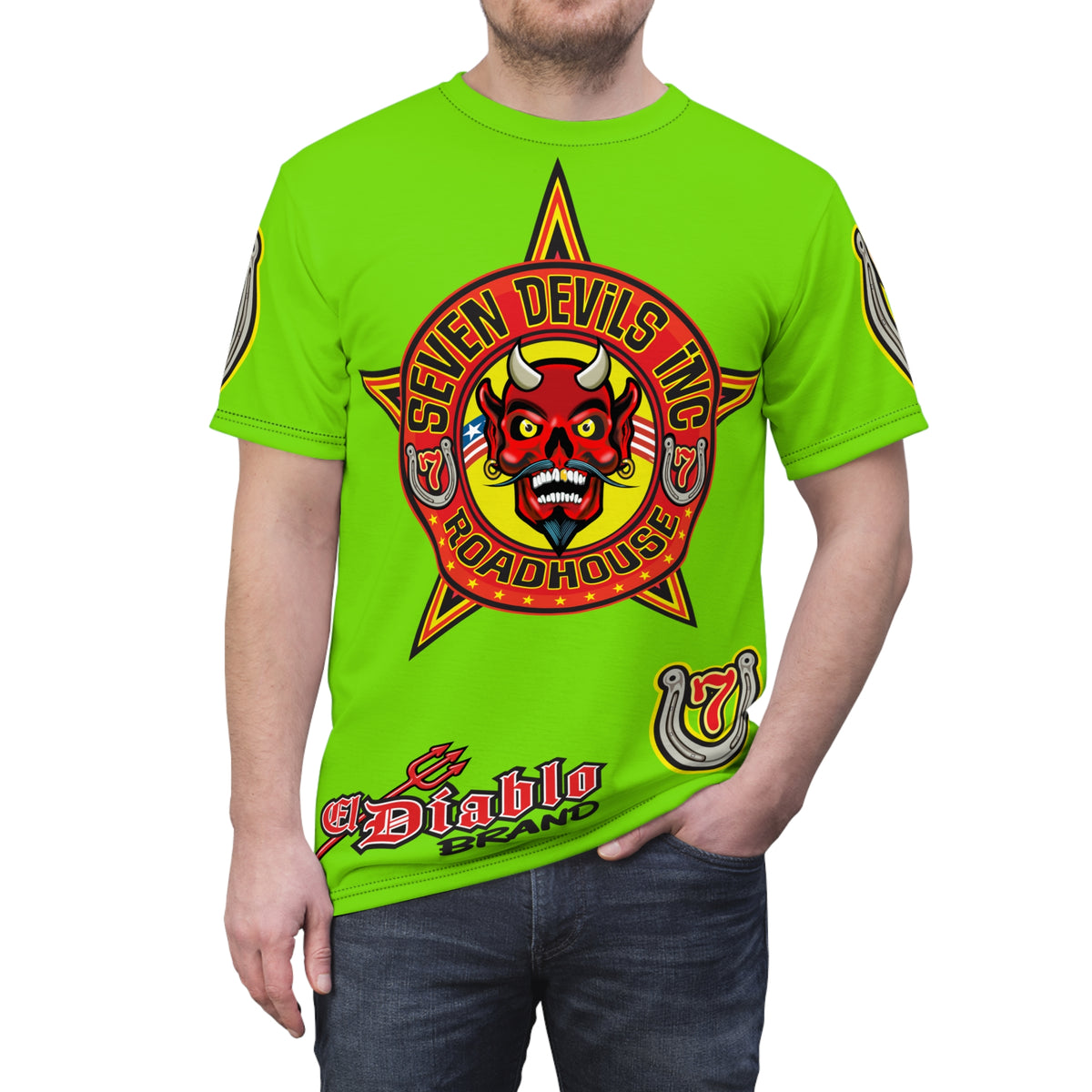 Very Special Seven Devils Inc. Roadhouse HiViz Graphic Tee - Motorcycle Custom Riding Super Tee