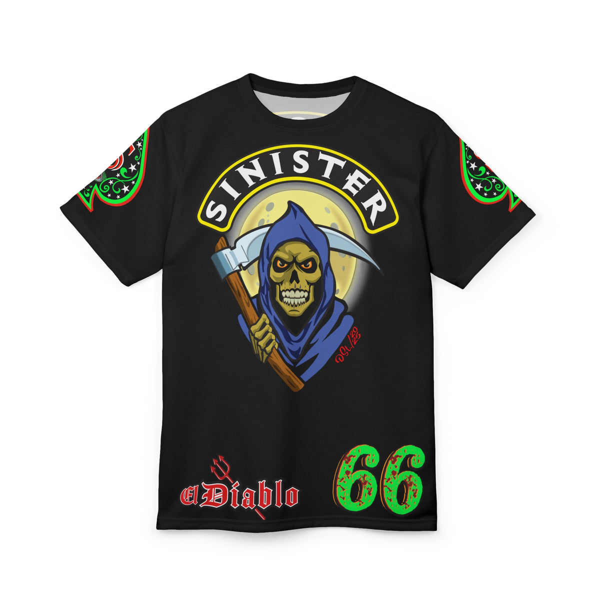 Sinister Choppers Reaper Custom Super Tee - Gothic Graphic T-Shirt for Hardcore Motorcycle Riders