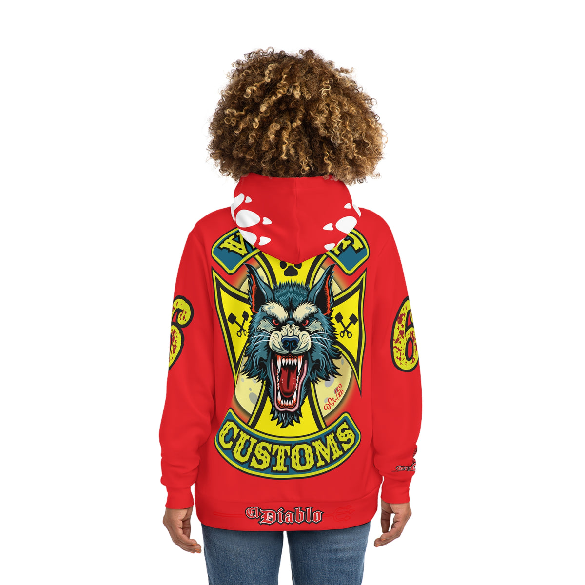 HoodZ Wolf Customs Motorcycle Hoodie — Vintage Biker Graphic Hooded Sweatshirt