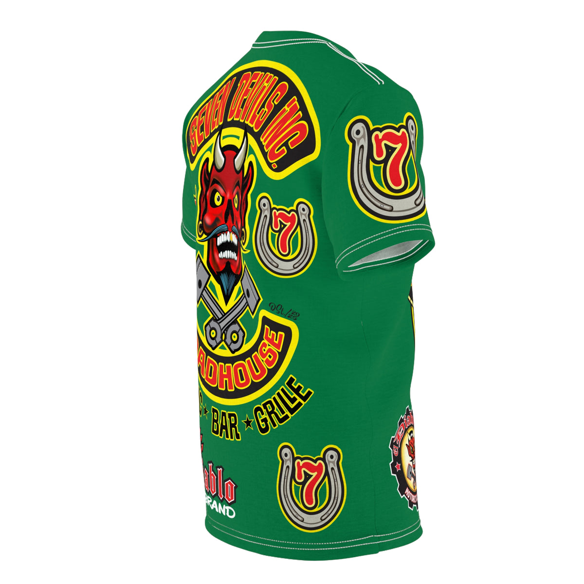 Seven Devils Inc. Roadhouse HiViz Design, Edgy Biker Shirt, Special Motorcycle Riding Gear, Seven Devils Inc.