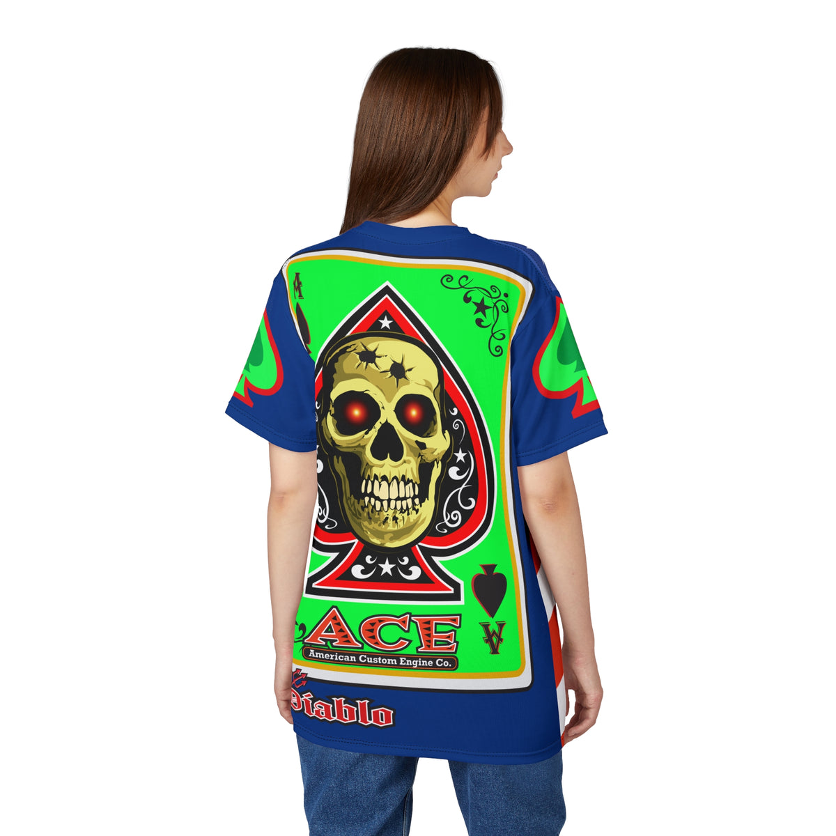 American Custom Engines ACE Americana Cut - Special Lumina Green  Ace of Spades Death Card High visibility Graphics