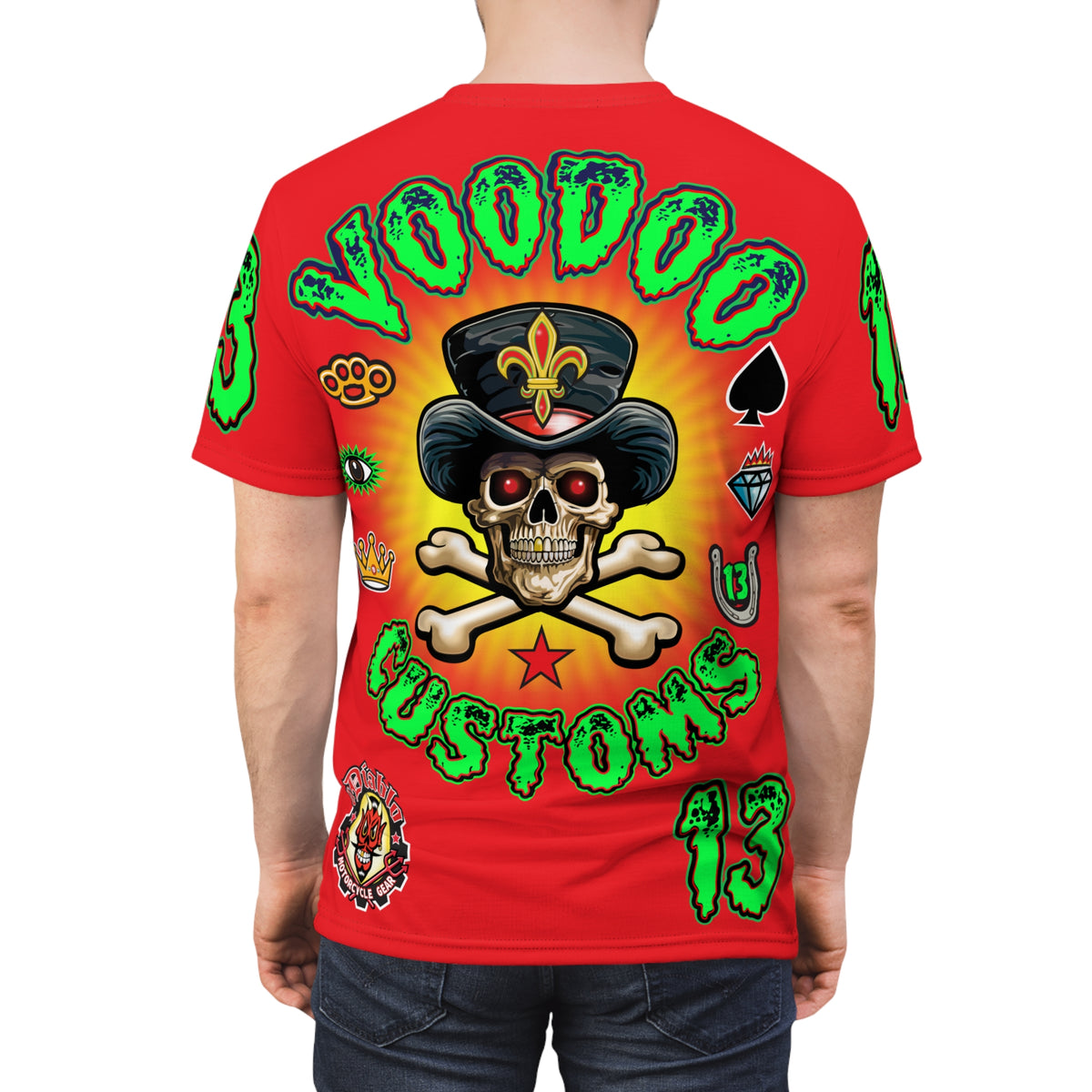 Voodoo Motorcycles HiViz Red Rider Super Tee, Unique Graphic Tee, Custom HiViz Apparel