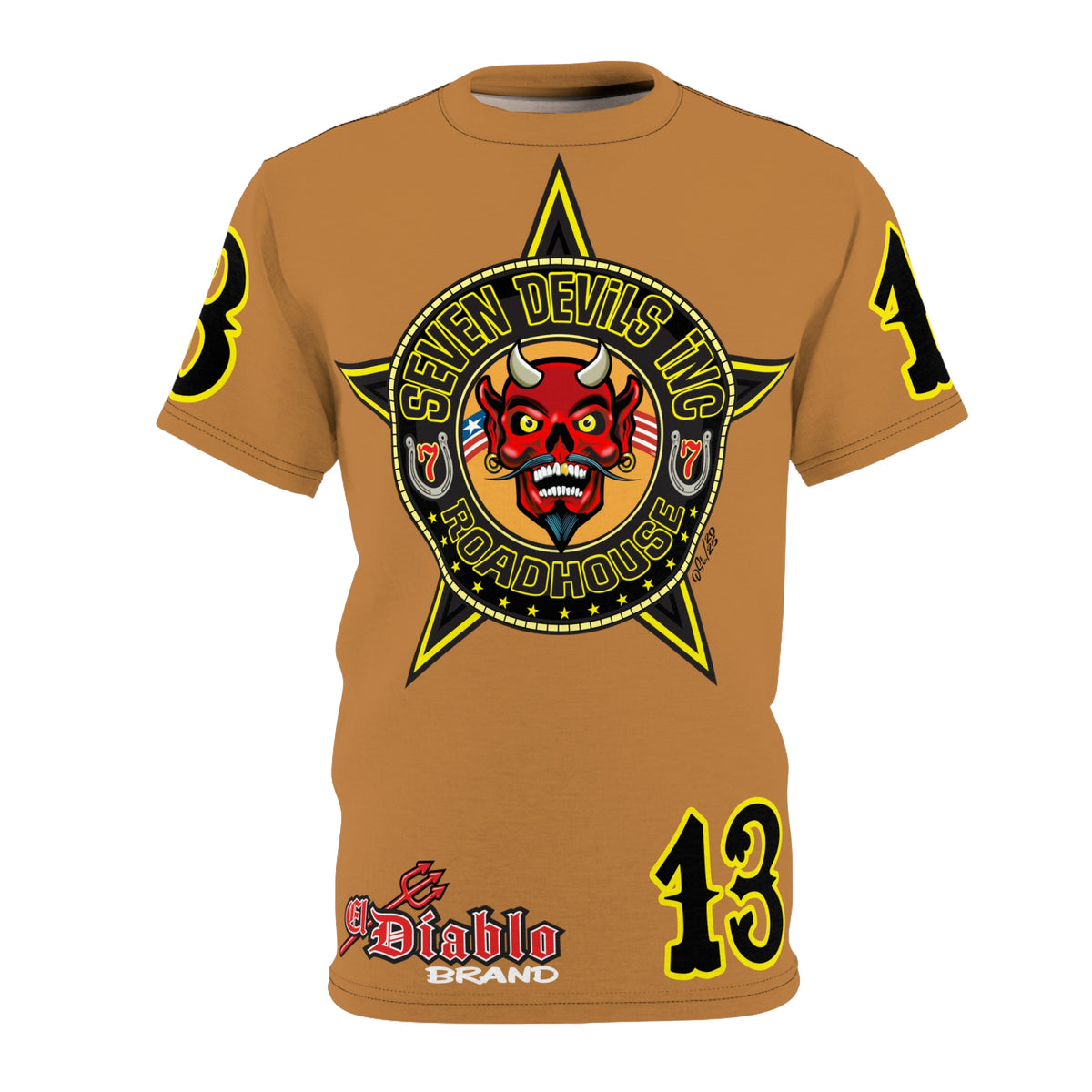 Seven Devils Inc. Roadhouse Black on Black Super Tee — Extreme Edgy Graphics - Bad Attitude Custom Biker Riding Gear