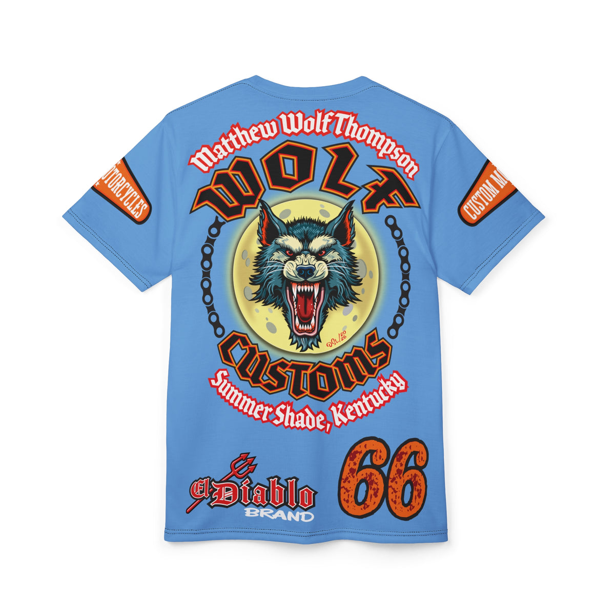 MWT Wolf Customs Motorcycle Super Tee — Viciously Cool High Performance Motorcycle Riding Shirt