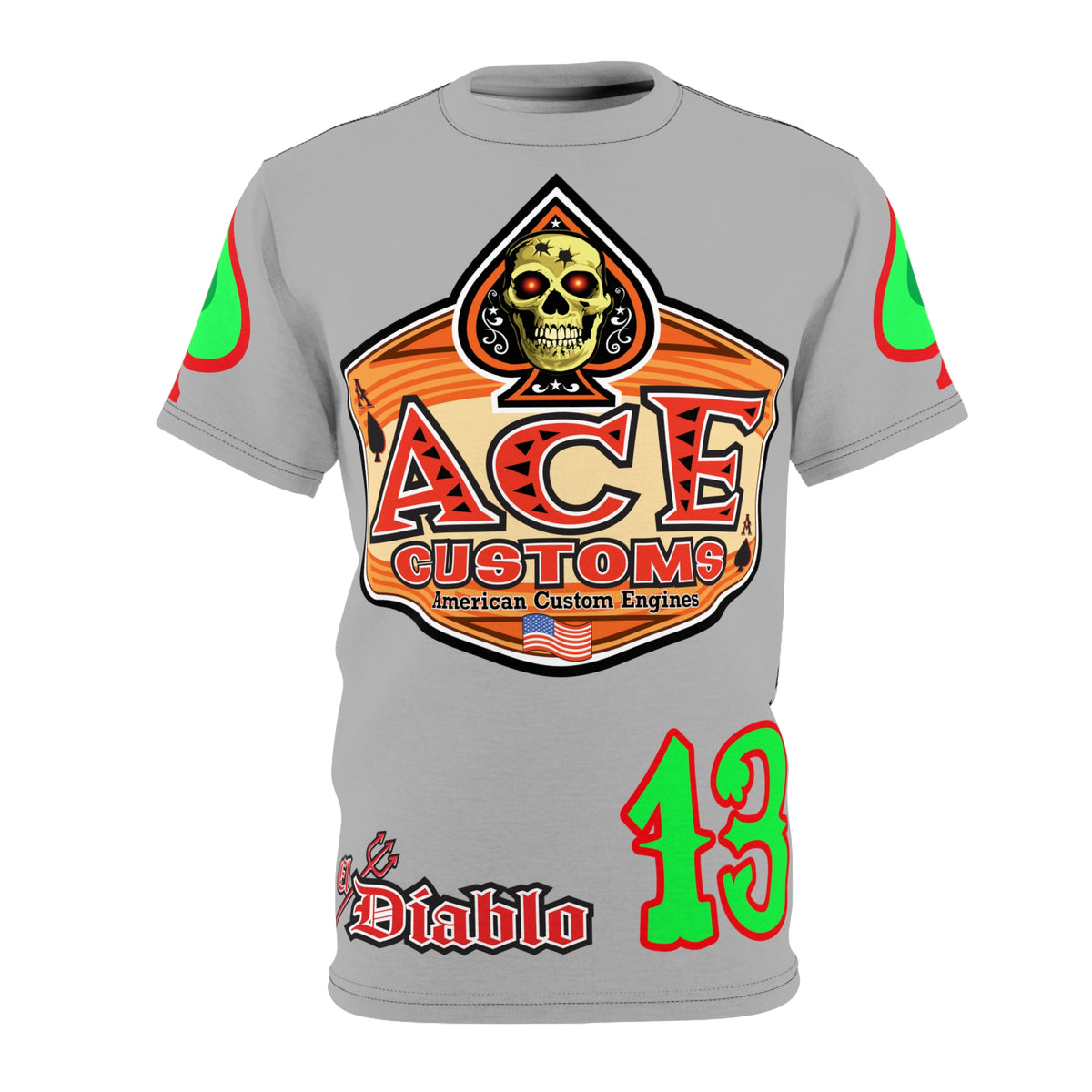 American Custom Engines ACE - Special Lumina Green  Ace of Spades Death Card High visibility Graphics