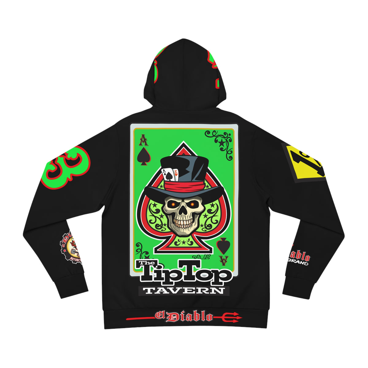 HoodZ Tip Top Tavern America's Best Dive Bar Super Hoodie - Ace of Spades 1% Special Edition - High Visibility Lumina Green Accents