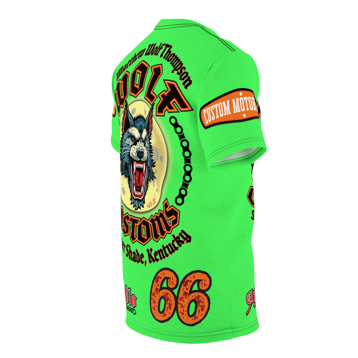 Very Special MWT Wolf Custom Motorcycles HiViZ Super Tee — Viciously Cool High Performance Motorcycle Riding Shirt