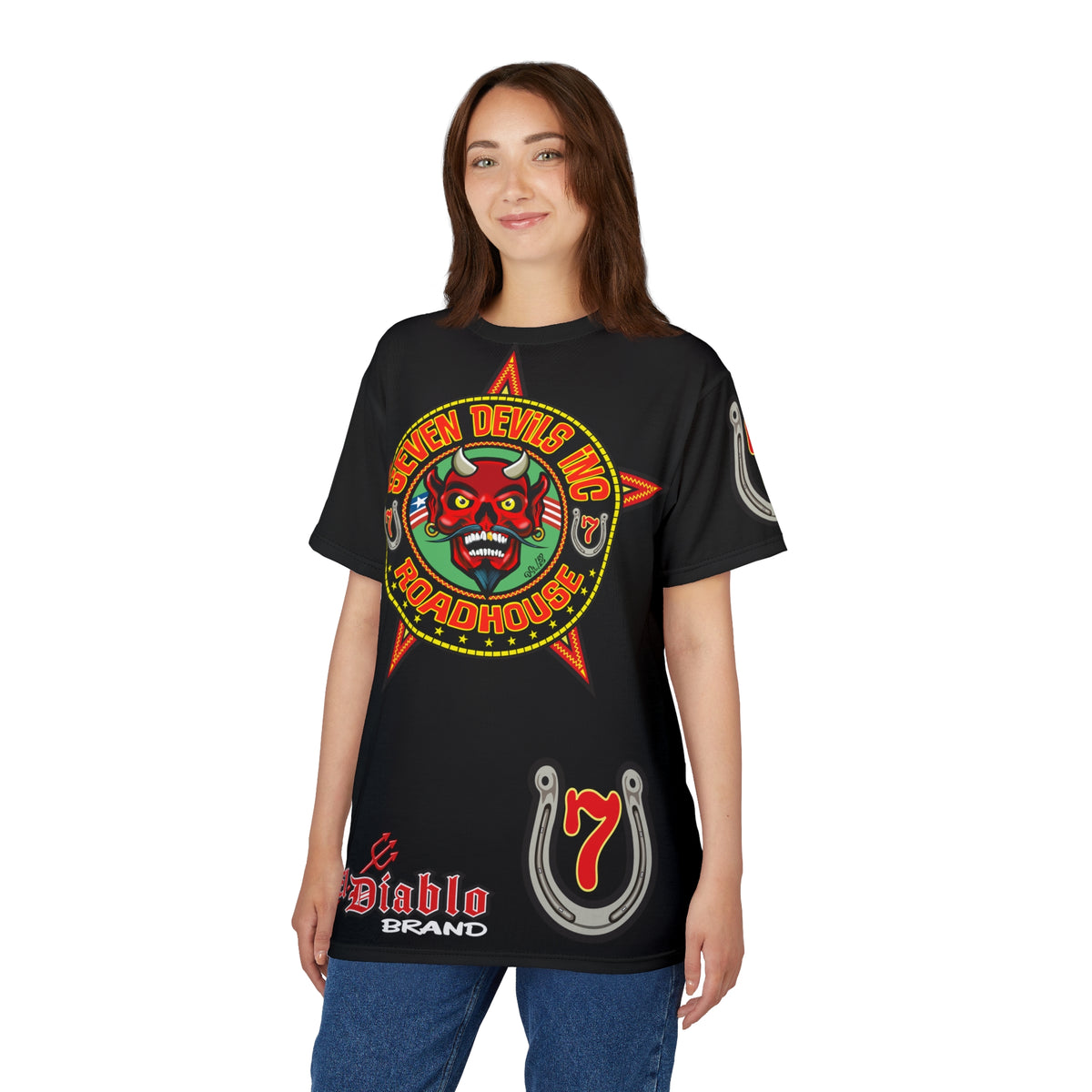 Seven Devils Road House (LIMITED EDITION) Custom Super Riding Tee - Retro Devil Style Graphic Style