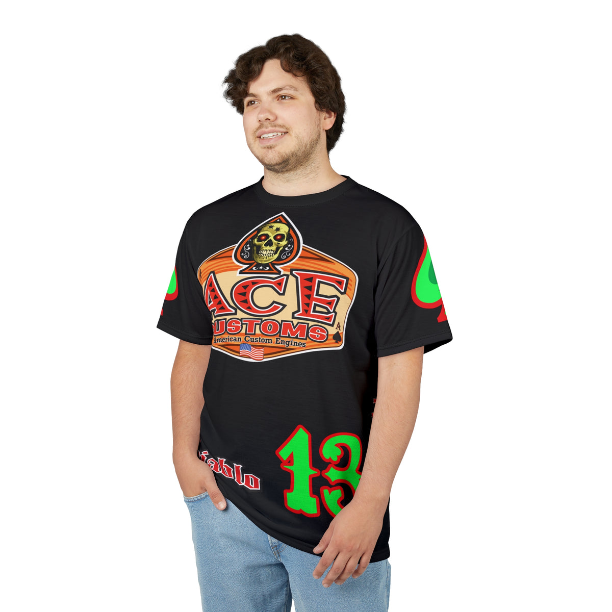 American Custom Engines ACE - Special Lumina Green  Ace of Spades Death Card High visibility Graphics