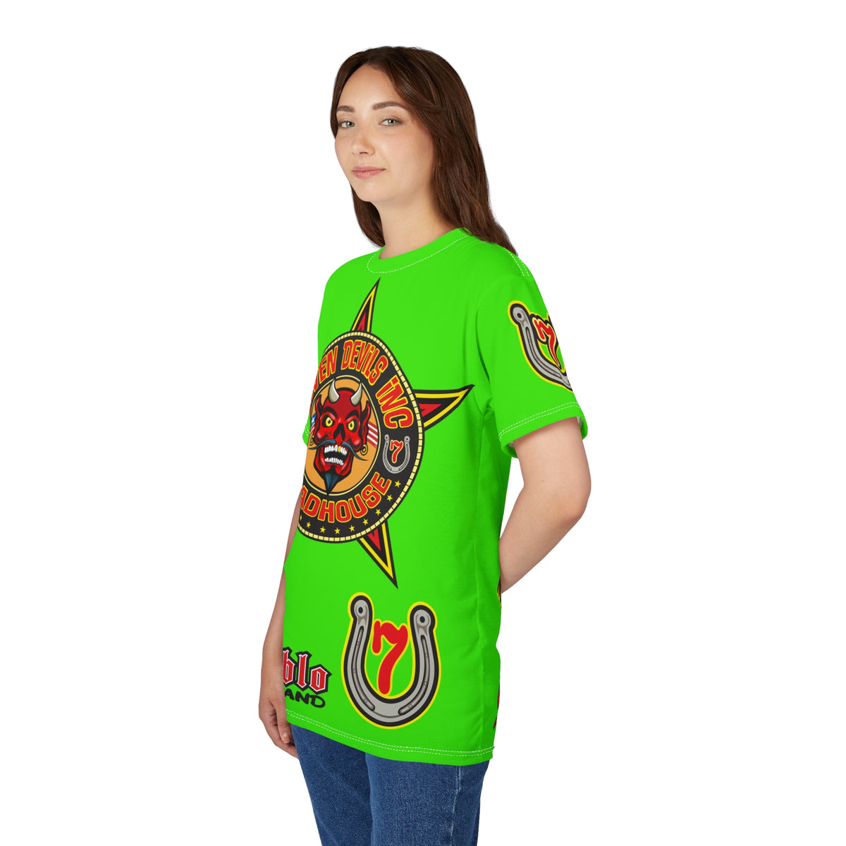 Very Special Seven Devils Inc. Roadhouse HiViZ Lumina Graphic Tee -  Motorcycle Custom Riding Super Tee