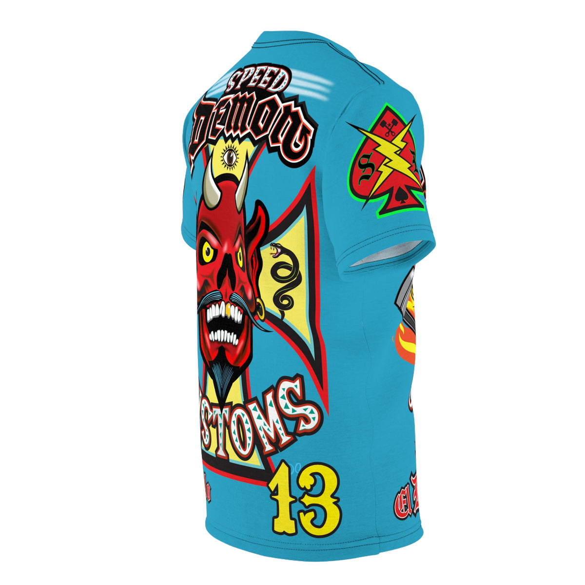 Speed Demon Custom Hell Fire HiViz Unisex Tee - Bold Graphic Harley Enthusiast Super T