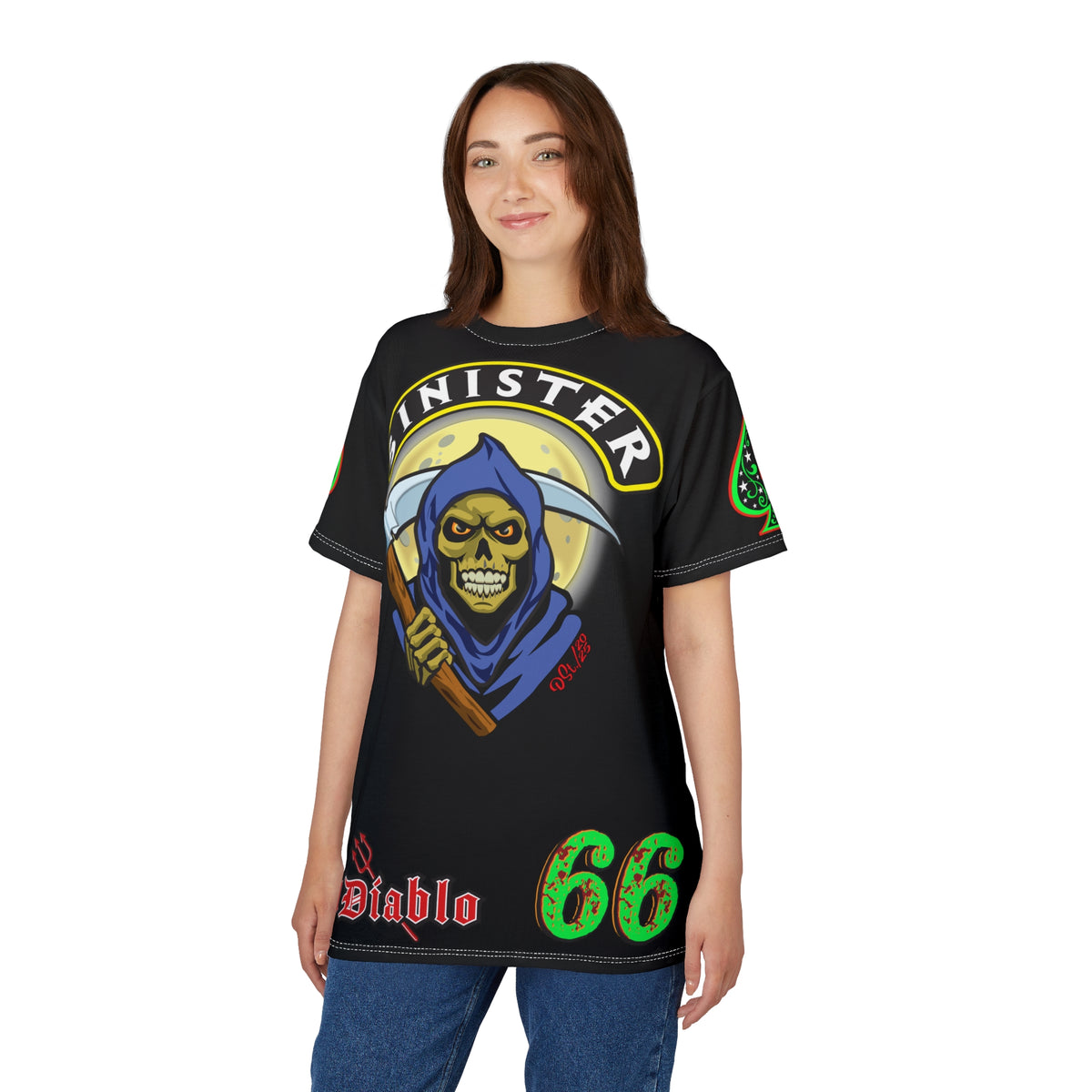 Sinister Choppers Reaper Custom Super Tee - Gothic Graphic T-Shirt for Hardcore Motorcycle Riders