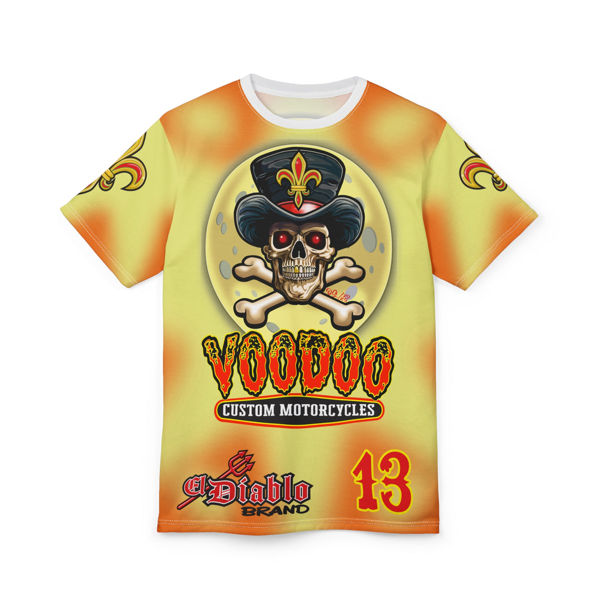 Voodoo Custom Motorcycles HIVIZ TYE DYE BLAST SUPER RIDING TEE - Look Cool, Ride Cool jn our Finest Biker Riding Tee