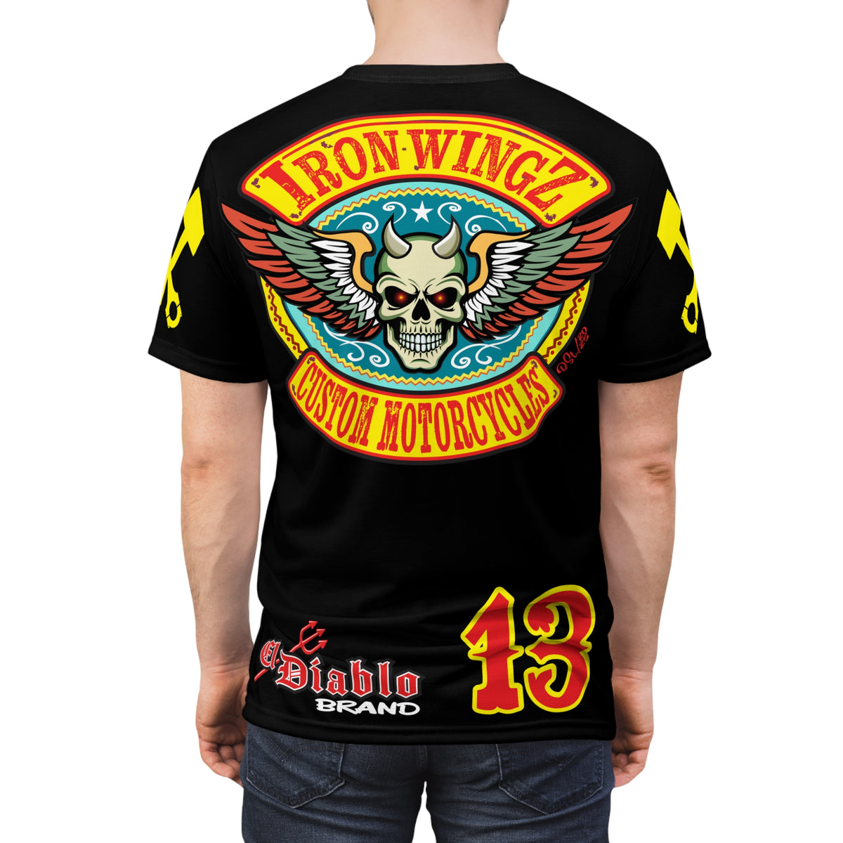SRT Iron WingZ Custom Motorcycles Graphic Super Riding Tee, Edgy Streetwear, Customized Apparel, Gift for Bikers