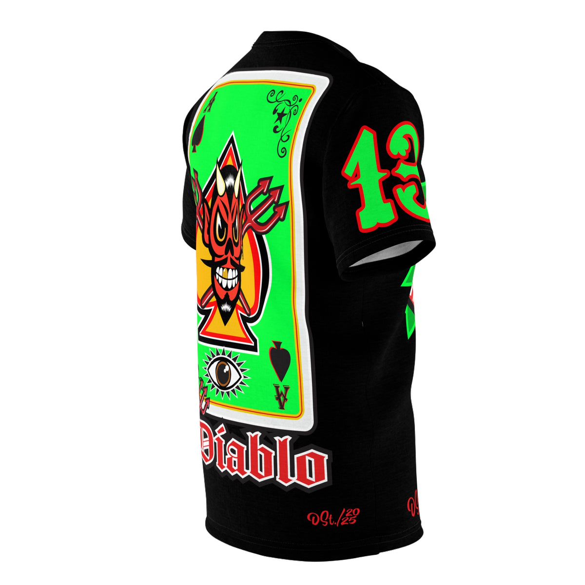 El Diablo Night Ryder HiViz Super Tee, Huge HiViz Back Graphic, See & be seen !!!