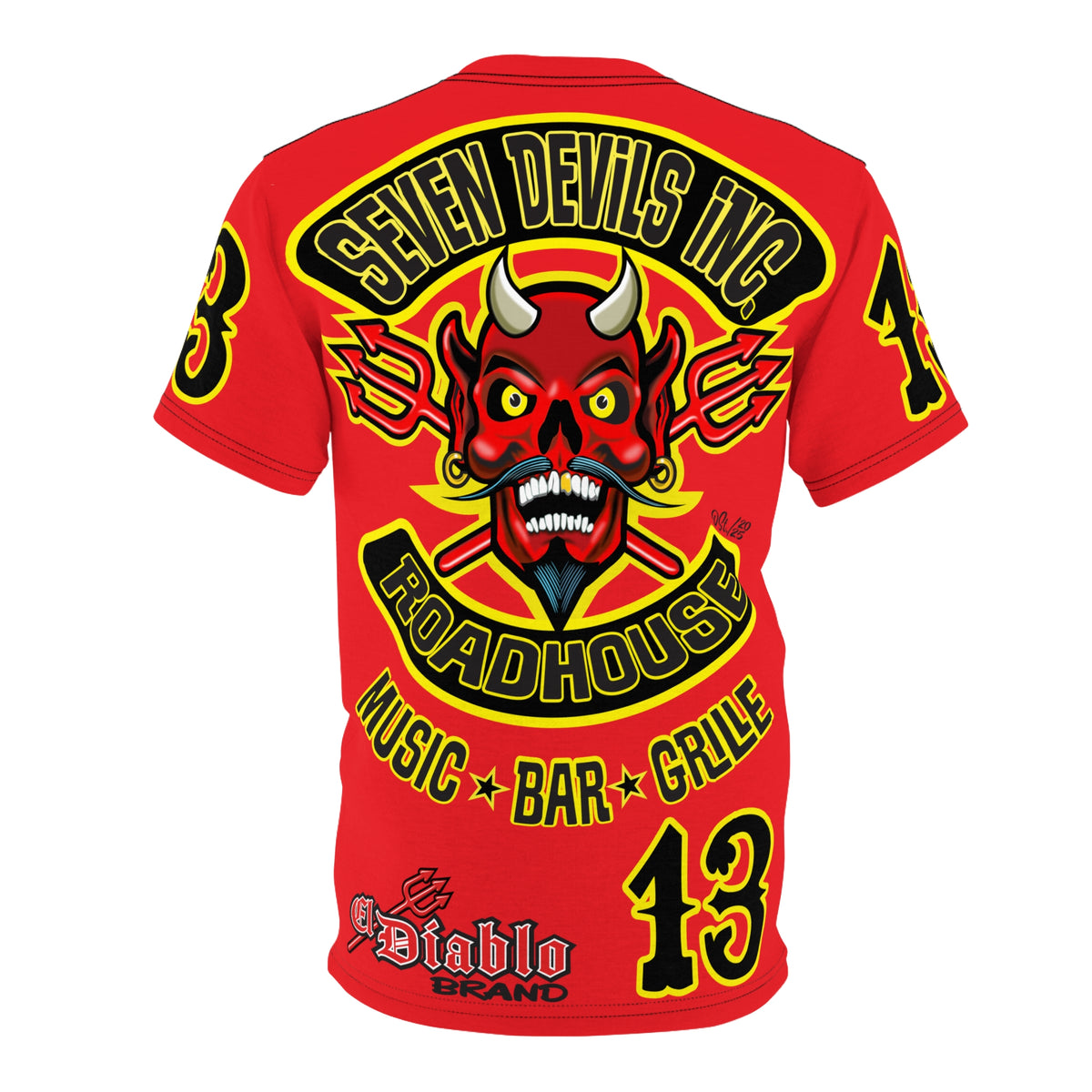 Seven Devils Inc. Roadhouse Bad in  Black Super Tee — Extreme Edgy Graphics - Bad Attitude Custom Biker Riding Gear