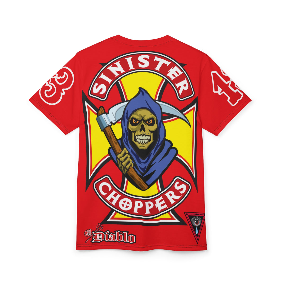 Sinister Choppers Reaper HiViz Super Tee - Unisex Skull Design for Bikers