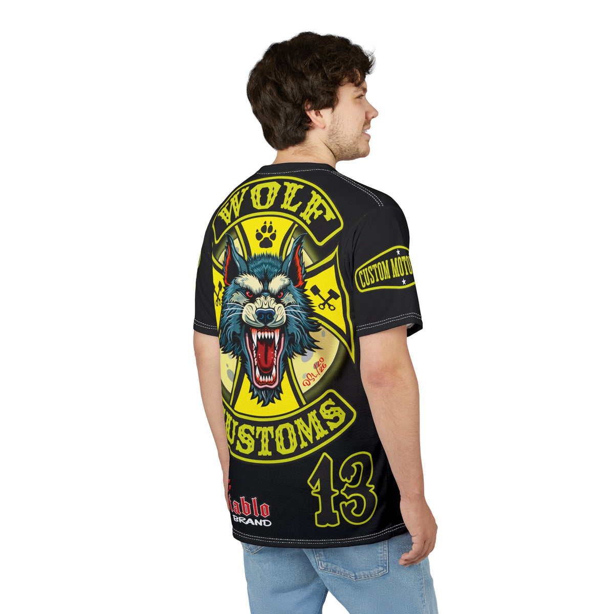 MWT Wolf Customs with HiViz Graphics Super Tee — Retro Motorcycle Club Shirt, The Best Biker Riding Tee EVER !!!