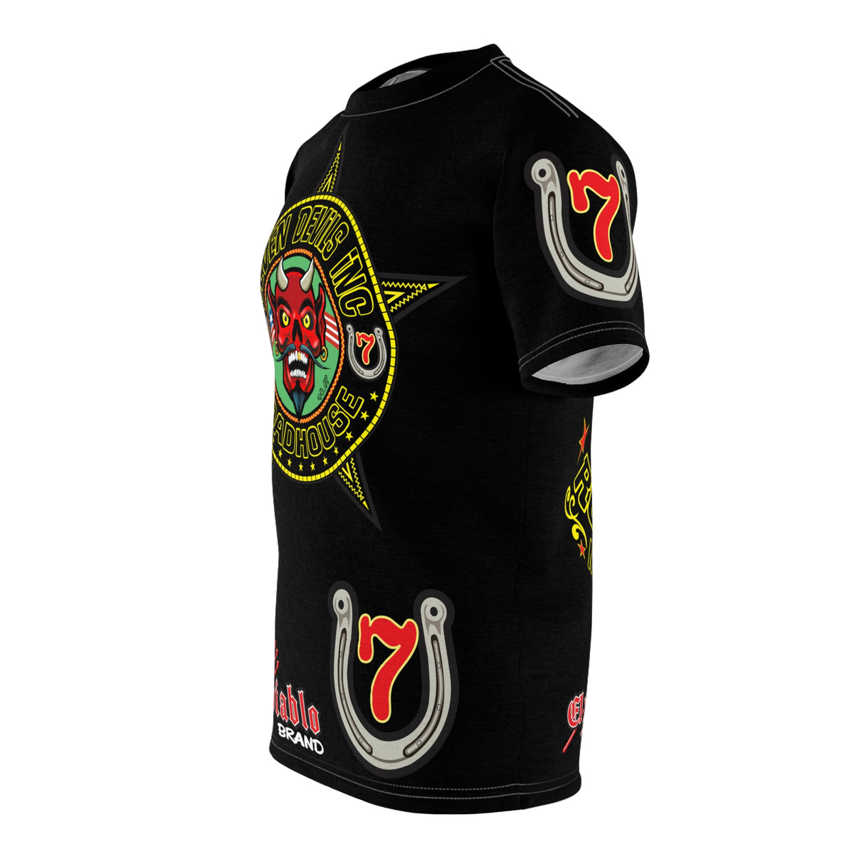 Seven Devils Road House (BLACK STAR LIMITED EDITION) Custom Super Riding Tee - Retro Devil Style Graphic Style