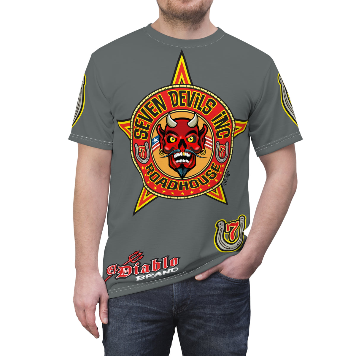 Seven Devils Inc. Roadhouse Deluxe HiViz Graphic Tee - Motorcycle Custom Riding Super Tee