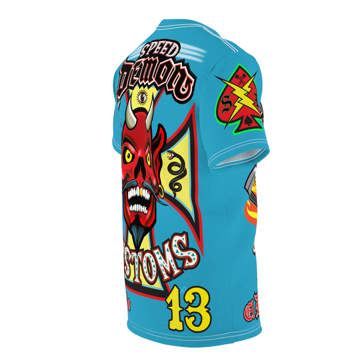 Speed Demon Custom Hell Fire HiViz Unisex Tee - Bold Graphic Harley Enthusiast Super T