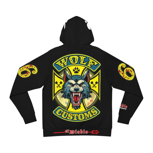 HoodZ Wolf Customs Motorcycle Hoodie — Vintage Biker Graphic Hooded Sweatshirt