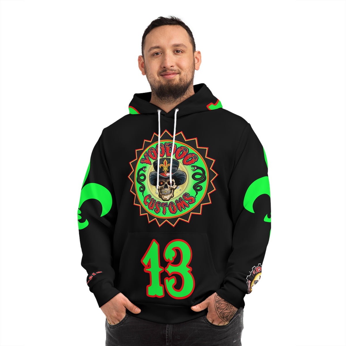 Voodoo Custom HiViz Hoodie for Motorbike Enthusiasts - Stylish Graphic Sweatshirt