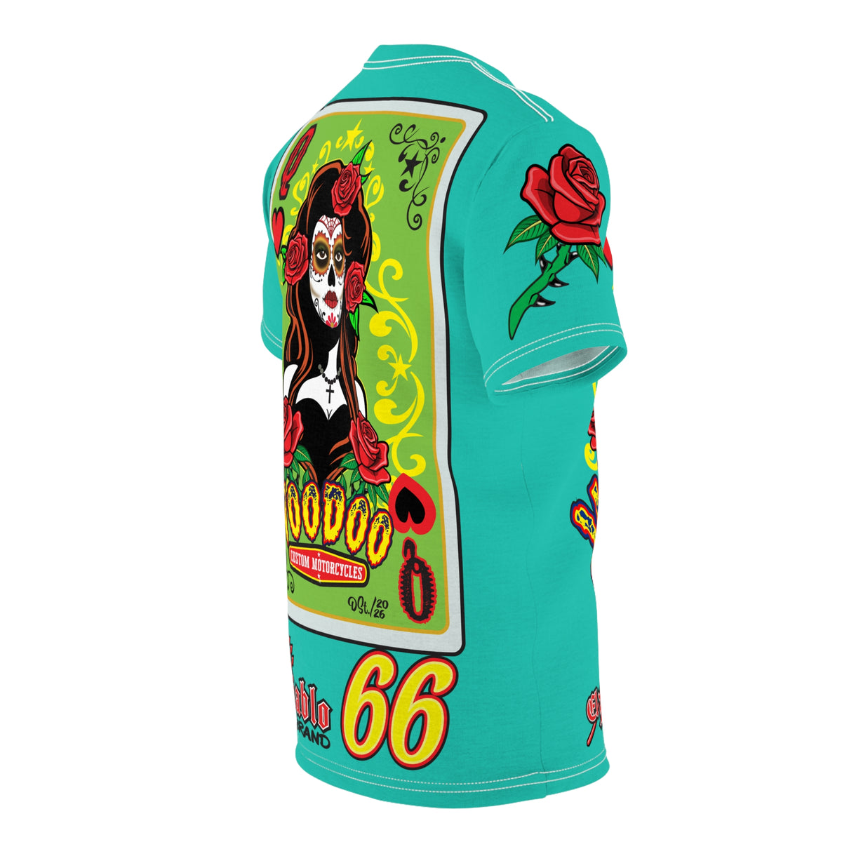 Copy of Voodoo Custom Motorcycles Tee — Queen of Hearts  Graphic Riding Super Tee