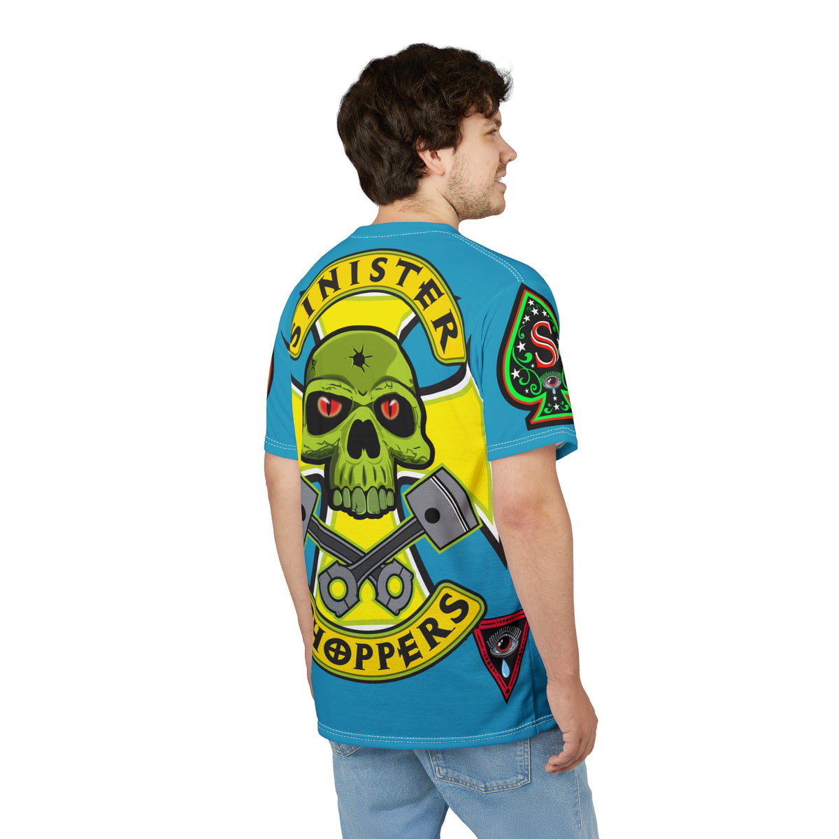 Sinister Choppers Electric Blue Spectacular Road Warrior Super Tee