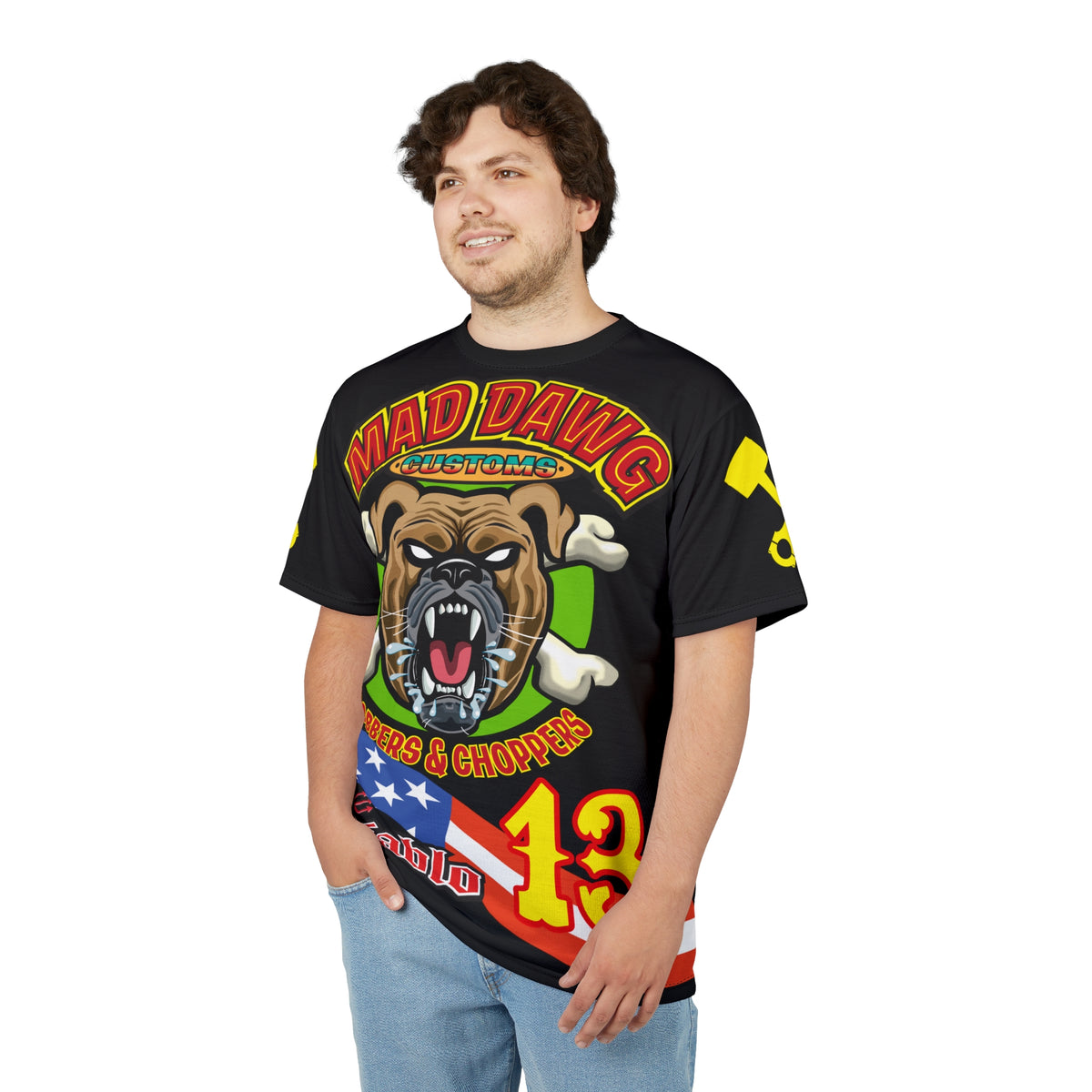 Mad Dawg Customs HiViz Americana - Motorcycle Riders Super Tee