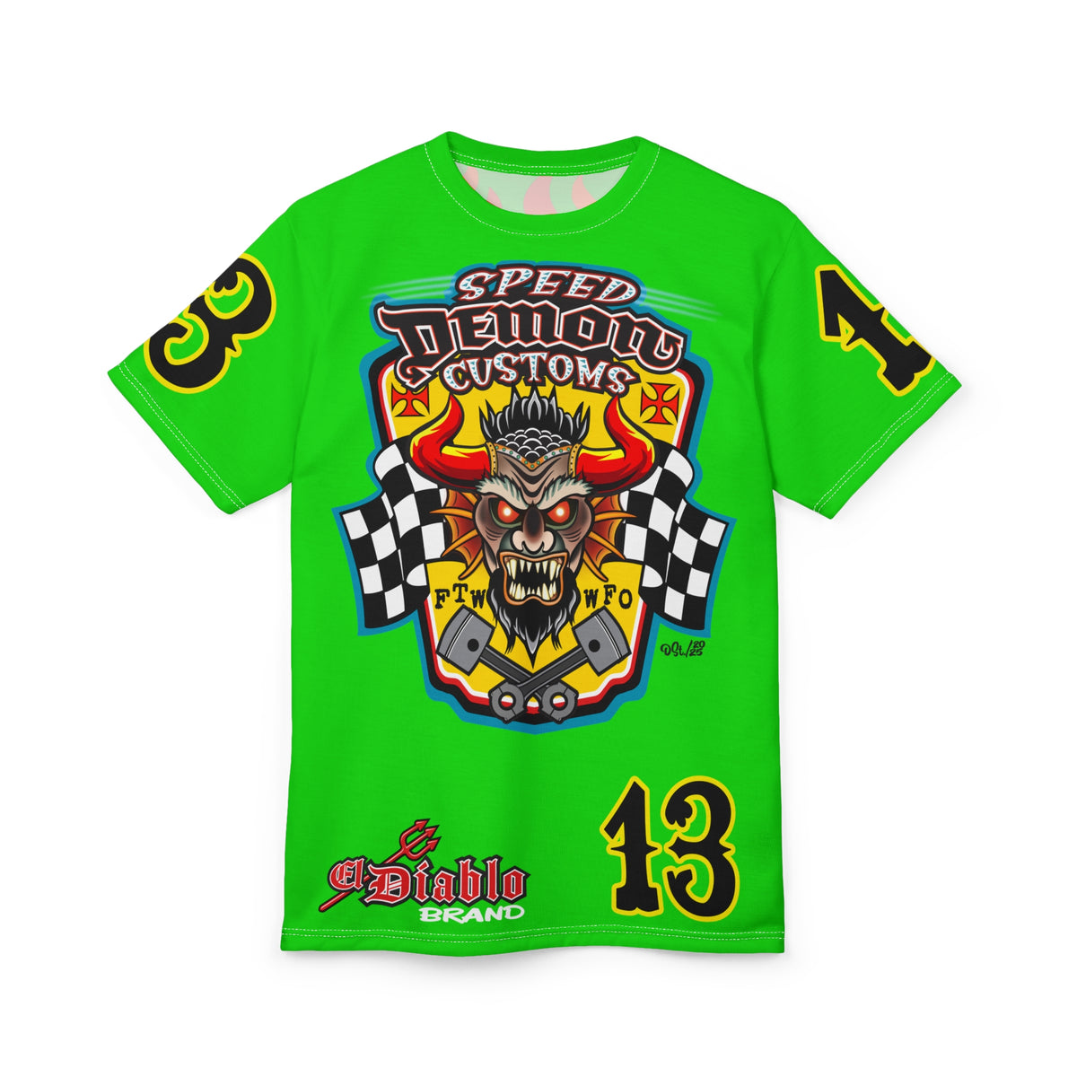 Very Special Speed Demon Customs HiViZ Super Tee — Extreme Edgy Graphics - Bad Attitude Custom Biker Riding Gear