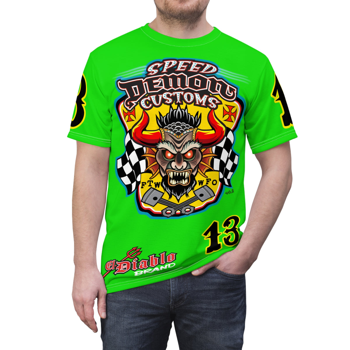 Very Special Speed Demon Customs HiViZ Super Tee — Extreme Edgy Graphics - Bad Attitude Custom Biker Riding Gear