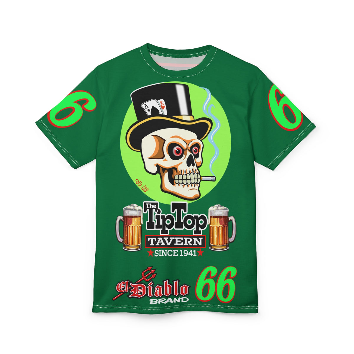 Tip Top Tavern Dive Bar Super Tee - Special Edition Mean Green + XL Graphics - America's Best Dive Bar - Bikes Beers Babes & Bros. - Biker Bar Tee