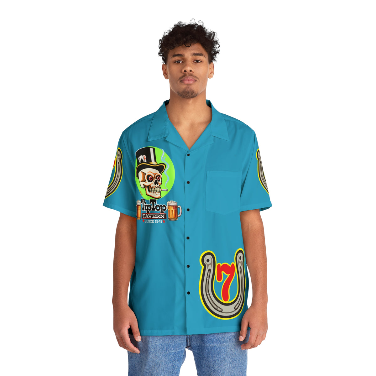 Big Bopper Men's Hawaiian Shirt - Loose, Comfortable Button Up Shirt for Easy Breezy Riding - Sizes to 5XL